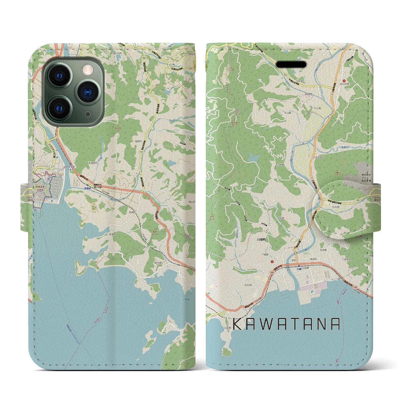 【川棚(長崎県)】地図柄iPhoneケース(手帳タイプ)