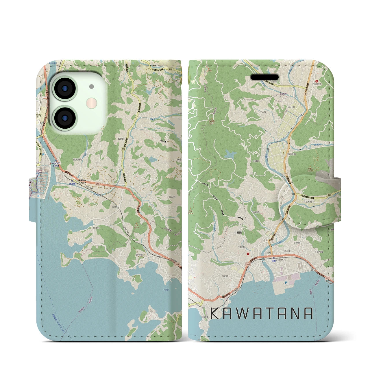 【川棚(長崎県)】地図柄iPhoneケース(手帳タイプ)