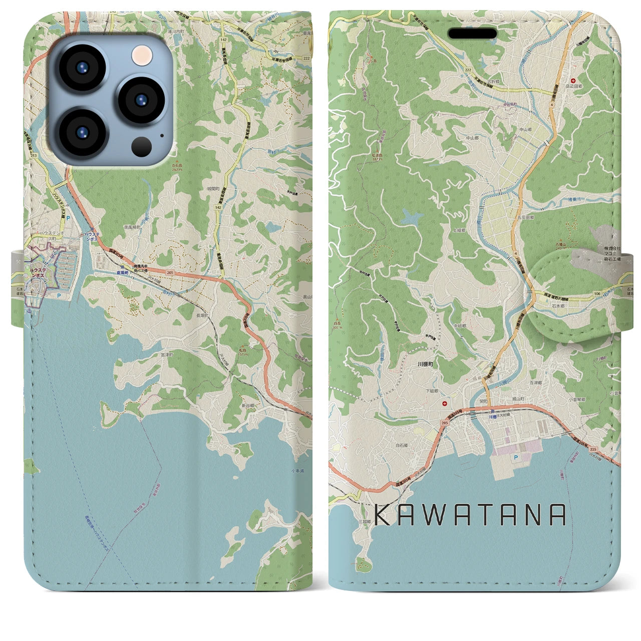 【川棚(長崎県)】地図柄iPhoneケース(手帳タイプ)