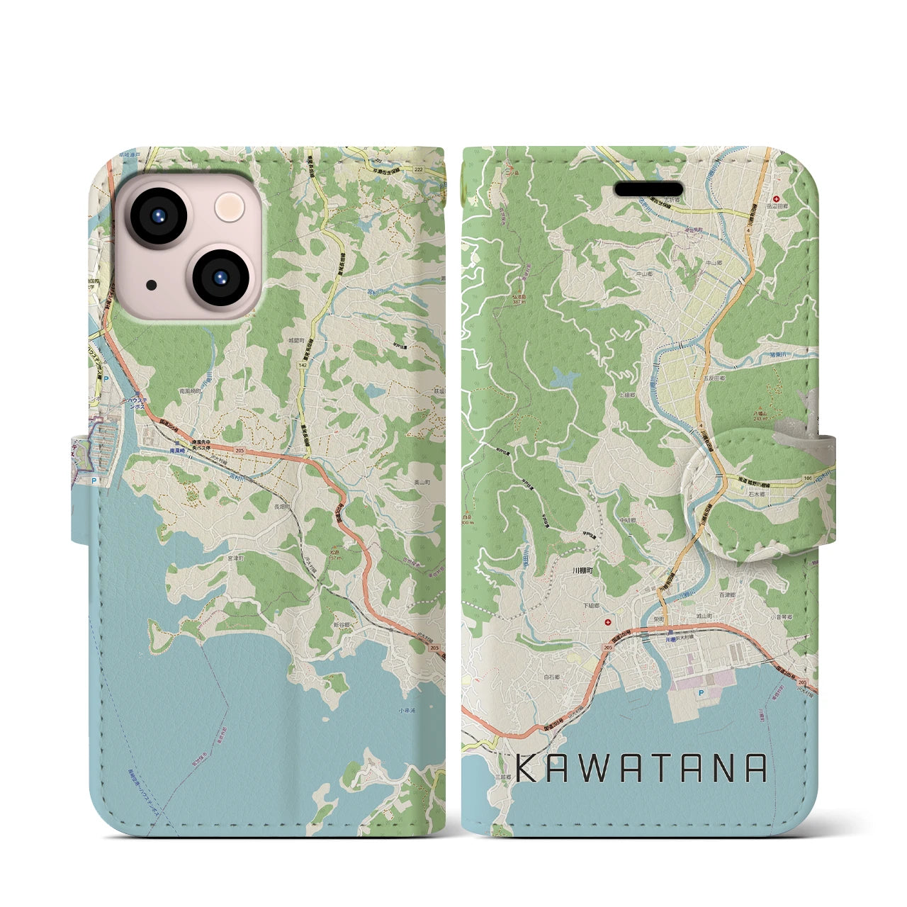 【川棚(長崎県)】地図柄iPhoneケース(手帳タイプ)