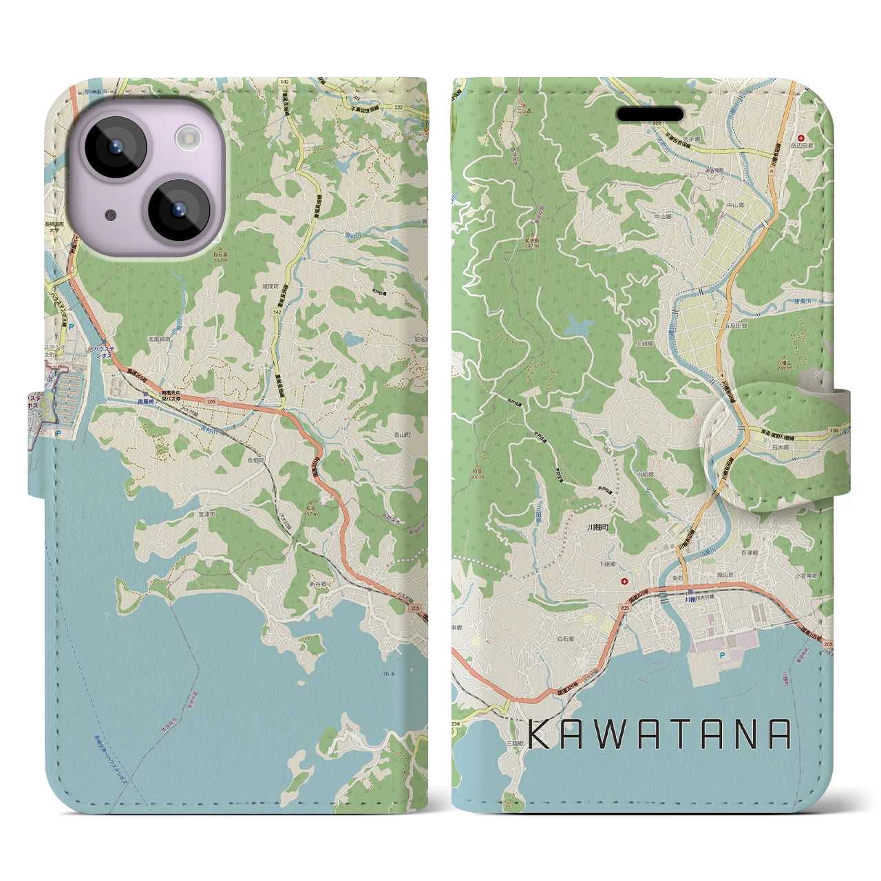 【川棚(長崎県)】地図柄iPhoneケース(手帳タイプ)