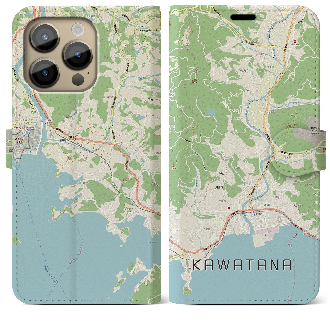 【川棚(長崎県)】地図柄iPhoneケース(手帳タイプ)