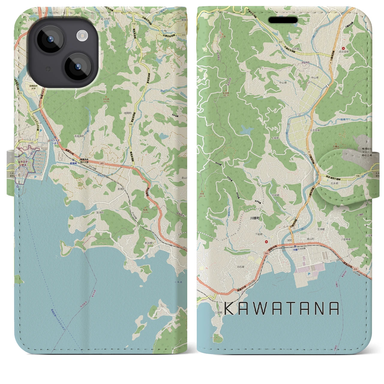 【川棚(長崎県)】地図柄iPhoneケース(手帳タイプ)