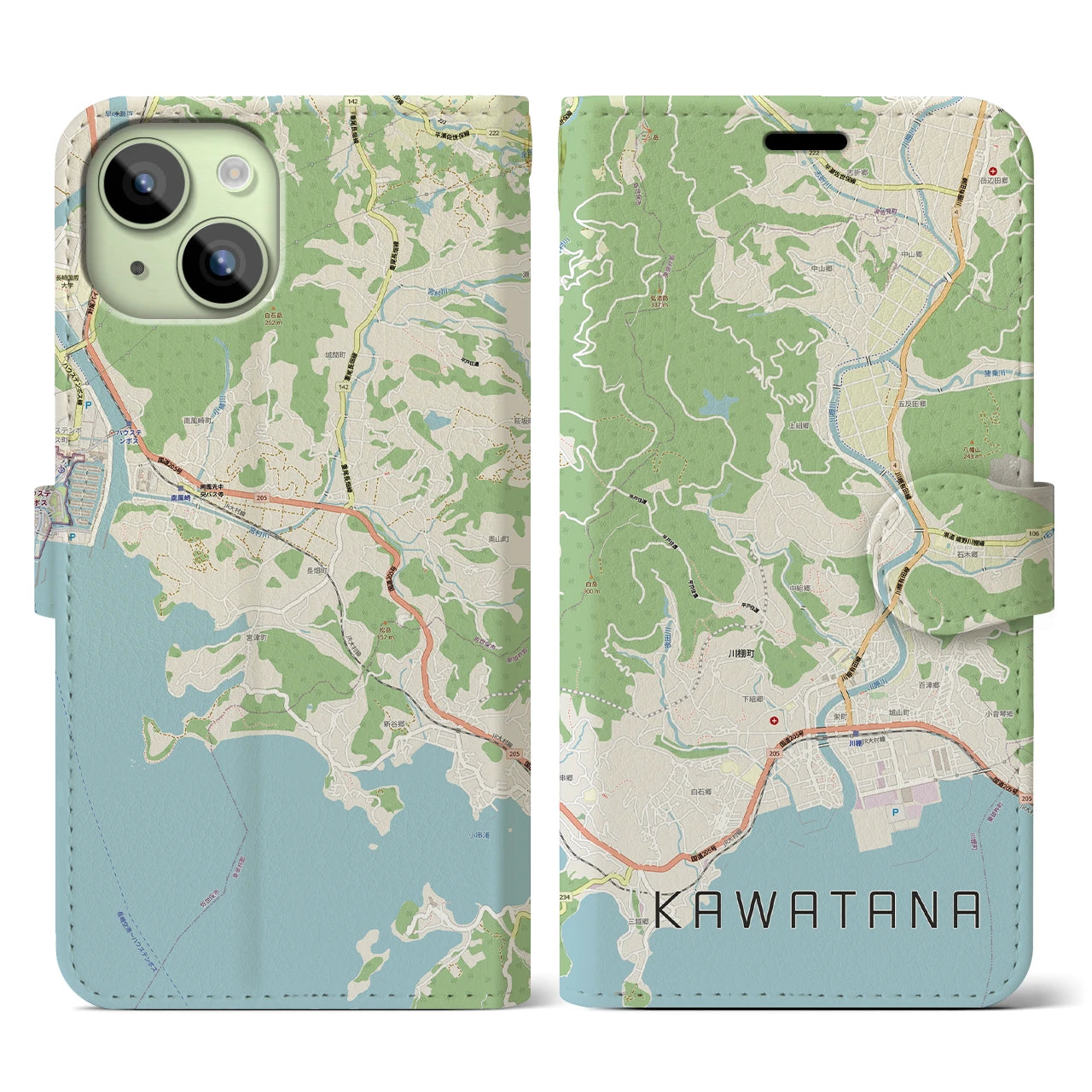 【川棚(長崎県)】地図柄iPhoneケース(手帳タイプ)