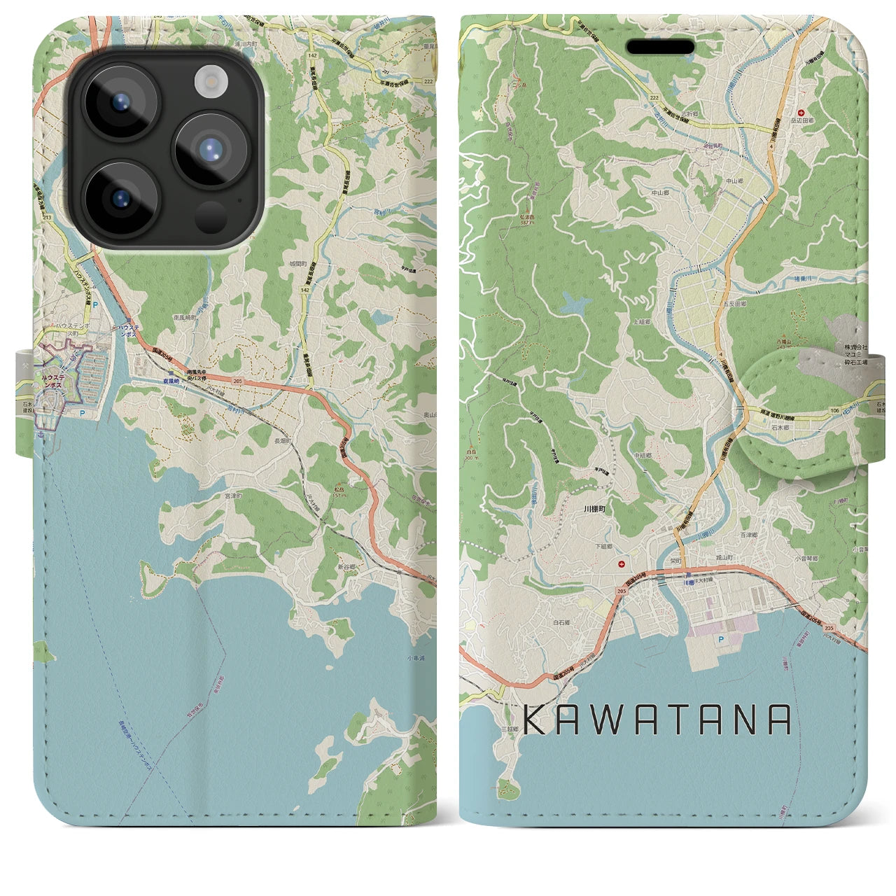 【川棚(長崎県)】地図柄iPhoneケース(手帳タイプ)