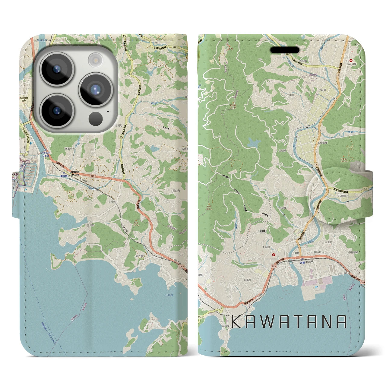 【川棚(長崎県)】地図柄iPhoneケース(手帳タイプ)