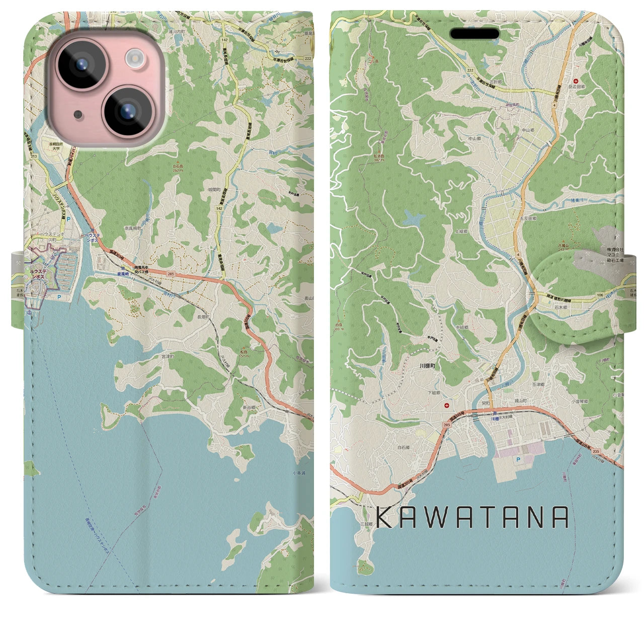 【川棚(長崎県)】地図柄iPhoneケース(手帳タイプ)