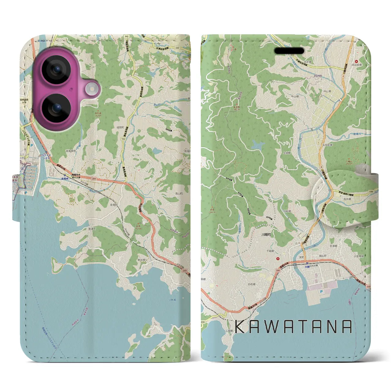 【川棚(長崎県)】地図柄iPhoneケース(手帳タイプ)
