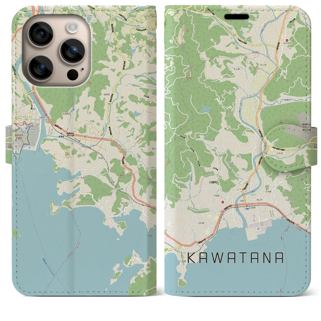 【川棚(長崎県)】地図柄iPhoneケース(手帳タイプ)