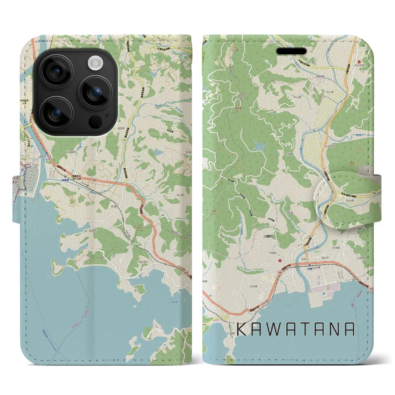 【川棚(長崎県)】地図柄iPhoneケース(手帳タイプ)