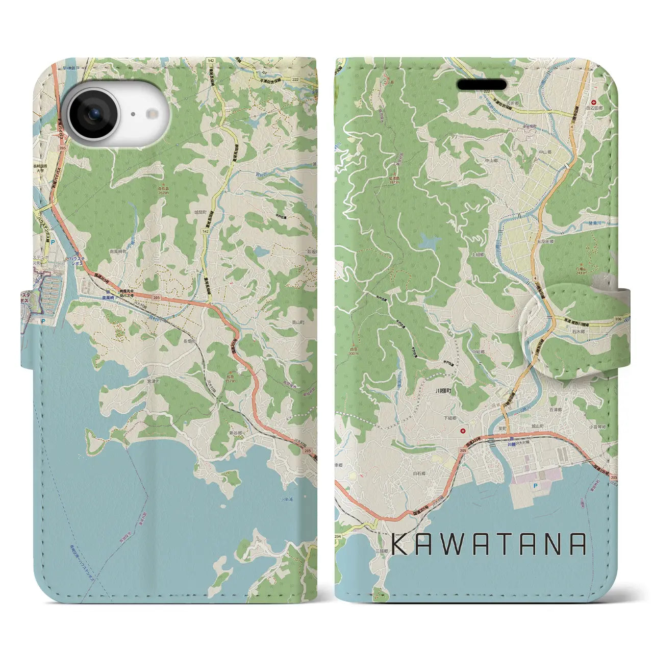 【川棚(長崎県)】地図柄iPhoneケース(手帳タイプ)