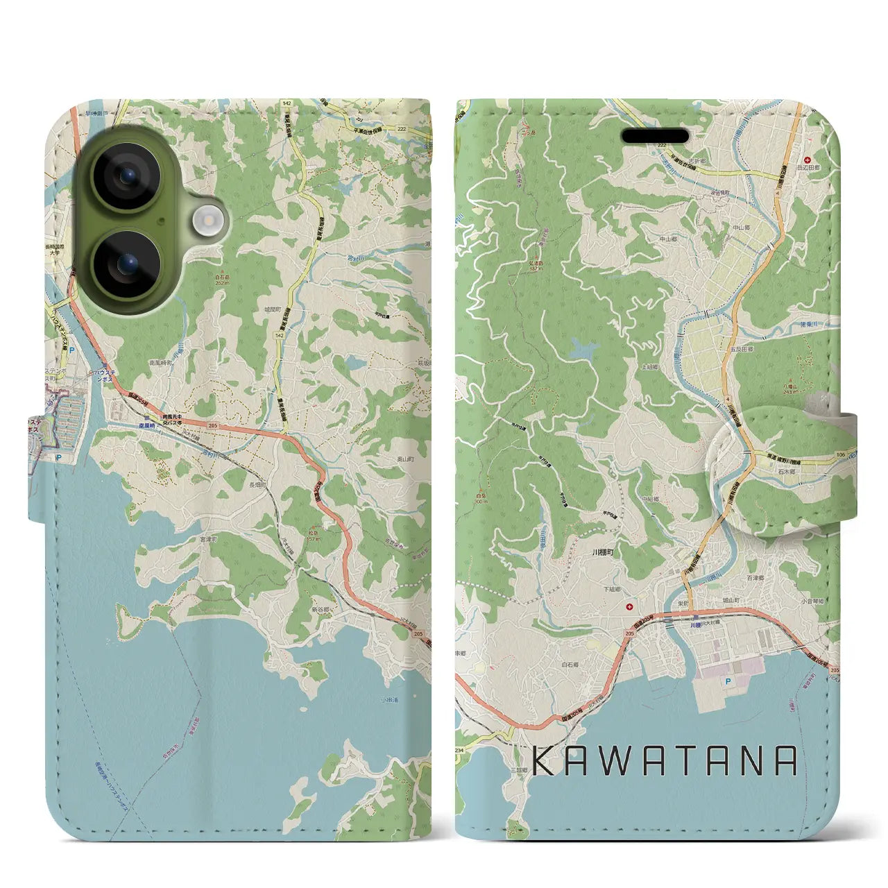 【川棚(長崎県)】地図柄iPhoneケース(手帳タイプ)