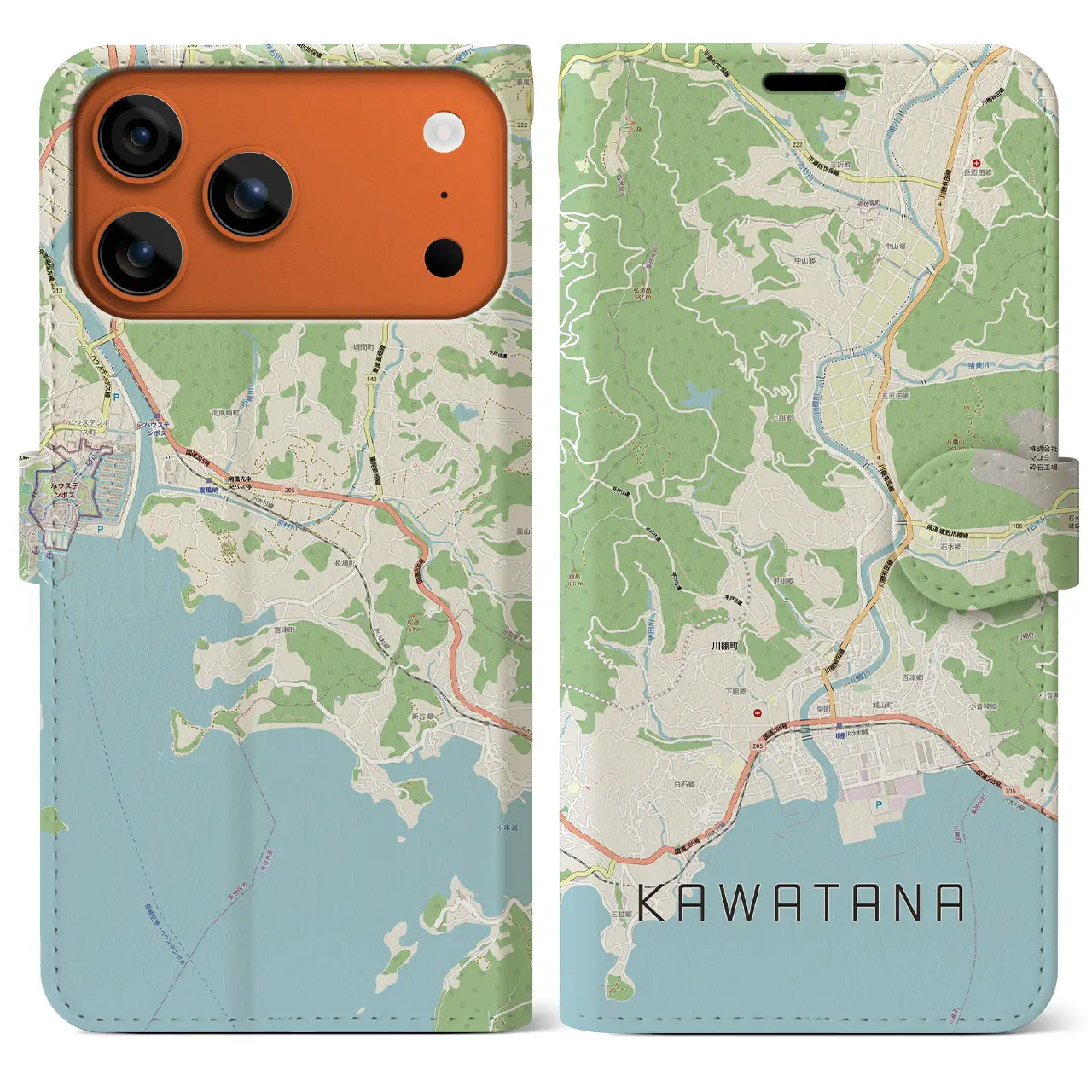 【川棚(長崎県)】地図柄iPhoneケース(手帳タイプ)