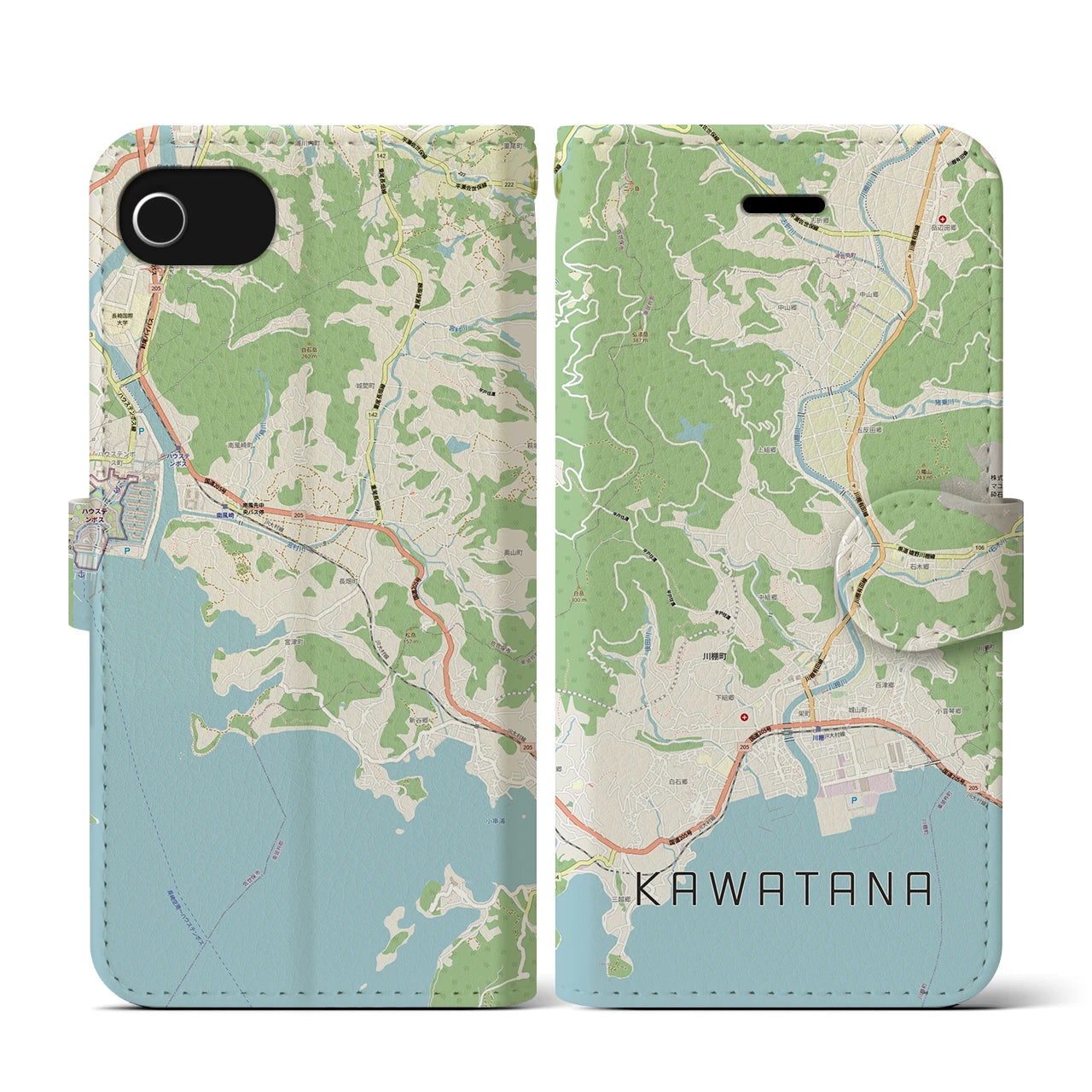 【川棚(長崎県)】地図柄iPhoneケース(手帳タイプ)