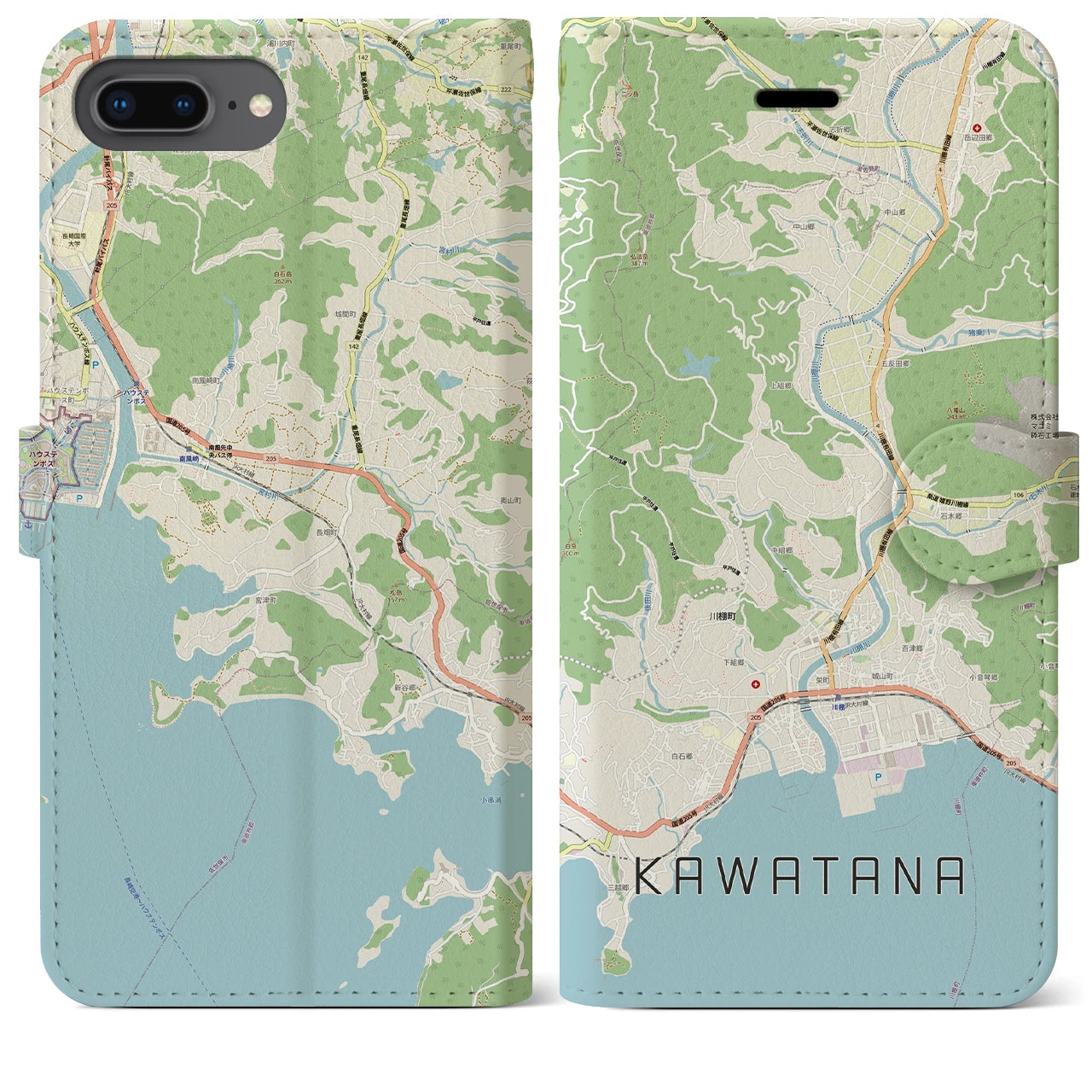 【川棚(長崎県)】地図柄iPhoneケース(手帳タイプ)