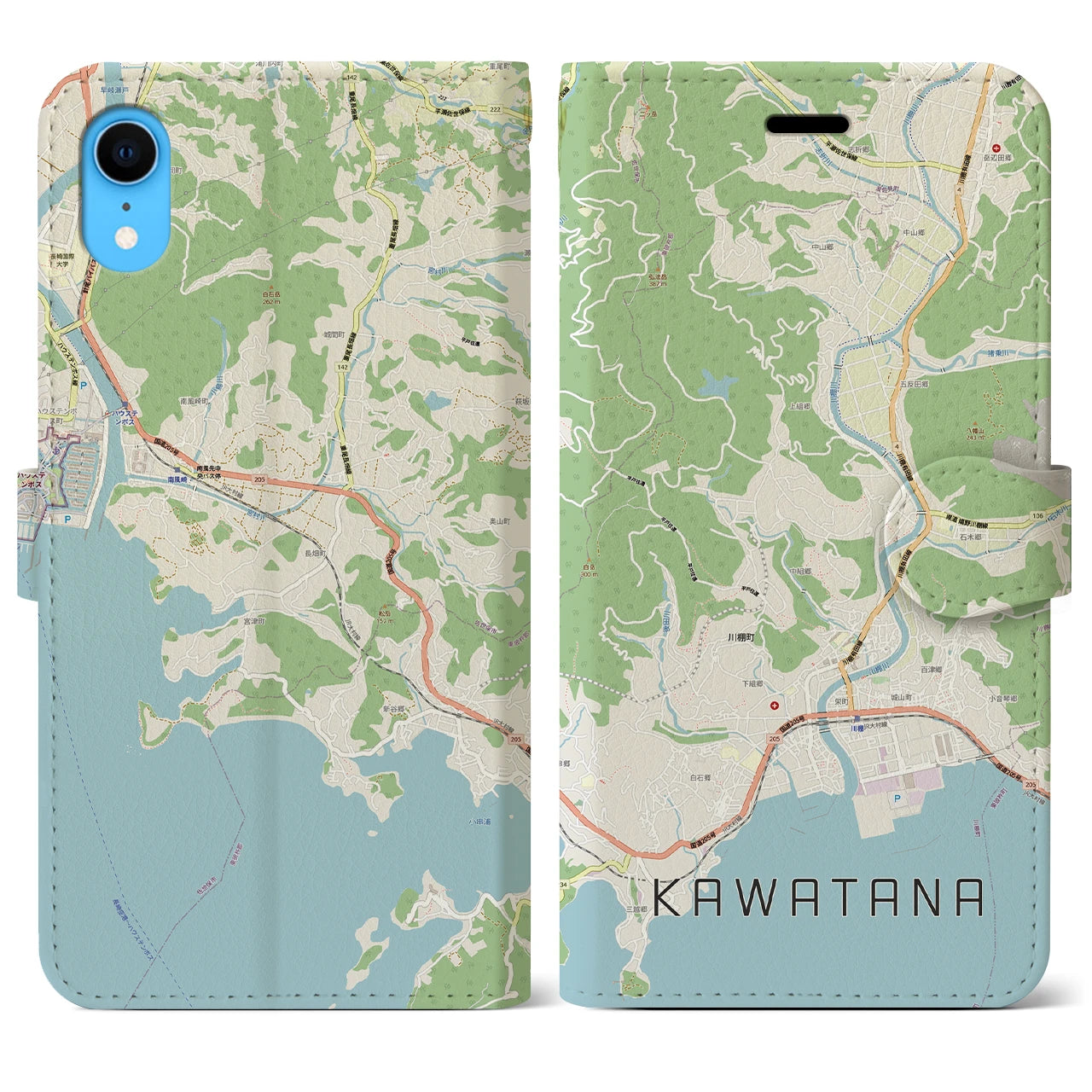 【川棚(長崎県)】地図柄iPhoneケース(手帳タイプ)