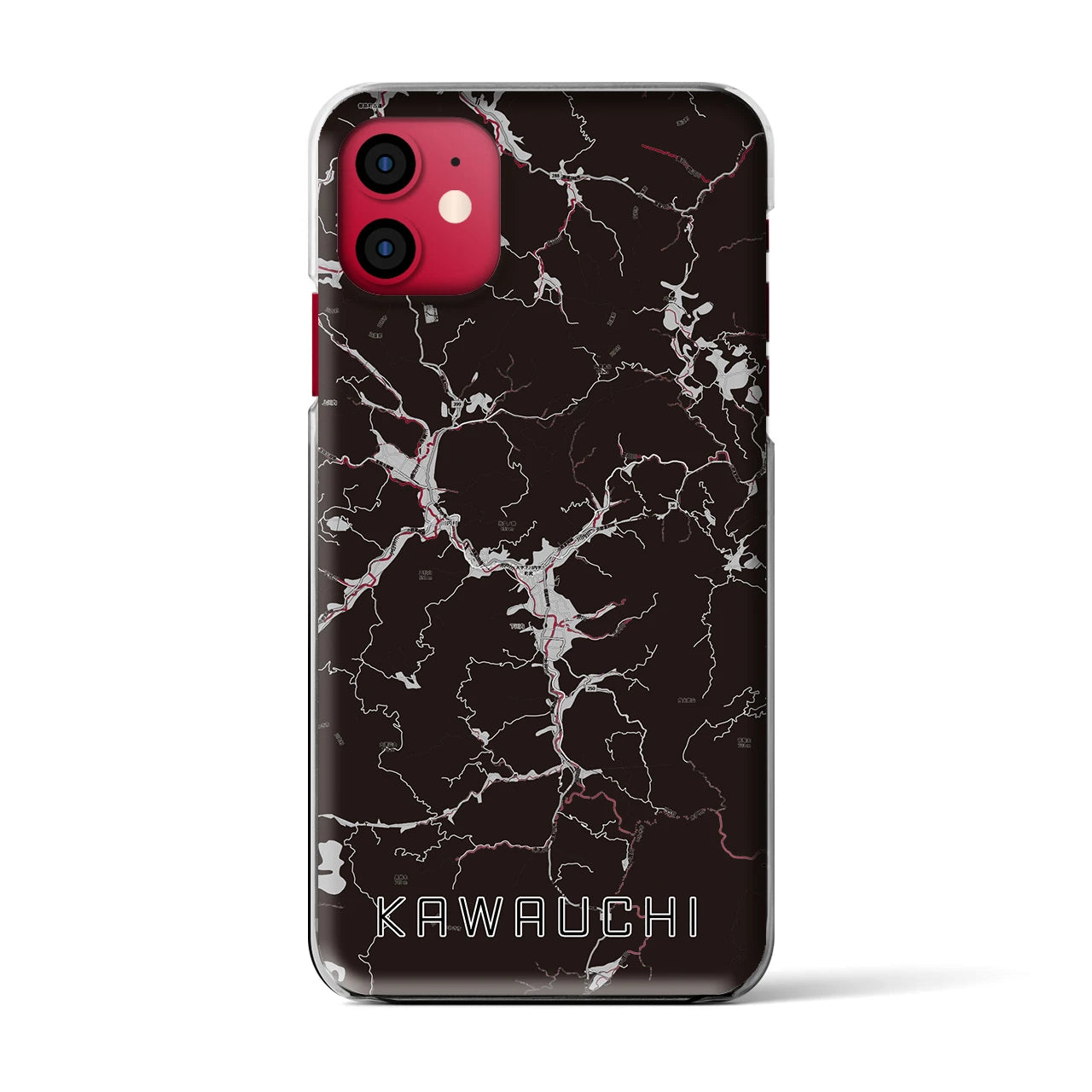 【川内(福島県)】地図柄iPhoneケース(クリアタイプ)モノトーン・iPhone 11 用