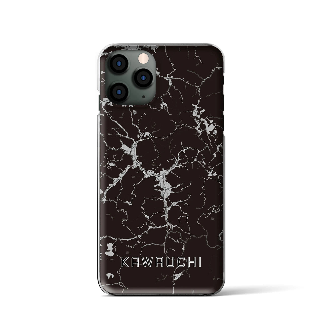 【川内(福島県)】地図柄iPhoneケース(クリアタイプ)モノトーン・iPhone 11 Pro 用