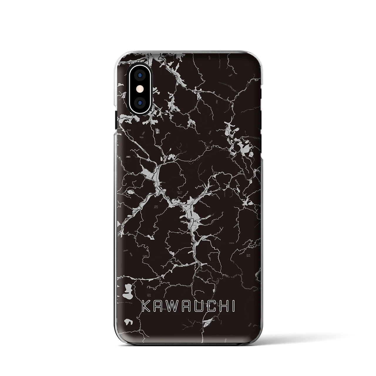 【川内(福島県)】地図柄iPhoneケース(クリアタイプ)モノトーン・iPhone XS / X 用