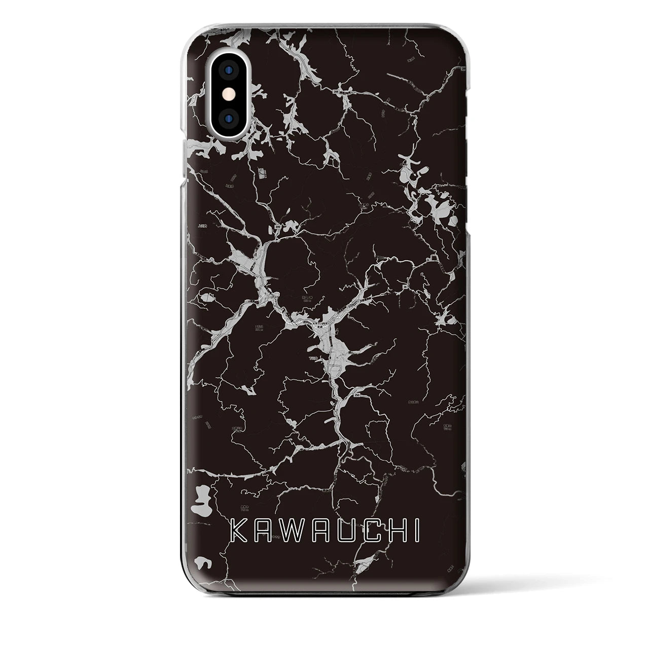 【川内(福島県)】地図柄iPhoneケース(クリアタイプ)モノトーン・iPhone XS Max 用