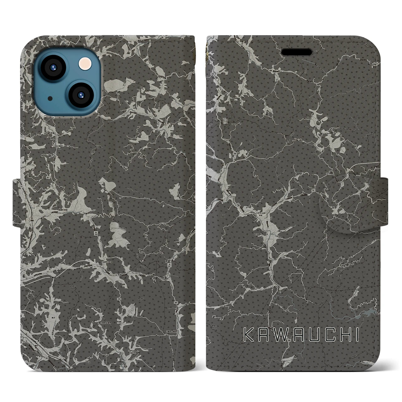 【川内(福島県)】地図柄iPhoneケース(手帳タイプ)