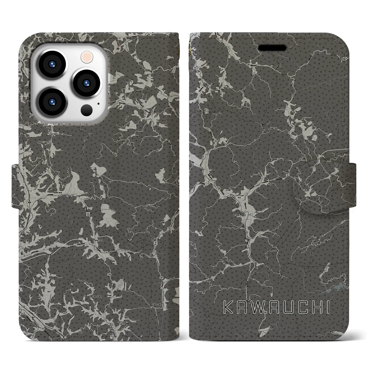 【川内(福島県)】地図柄iPhoneケース(手帳タイプ)