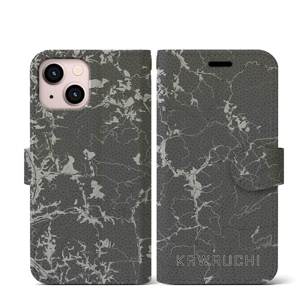 【川内(福島県)】地図柄iPhoneケース(手帳タイプ)