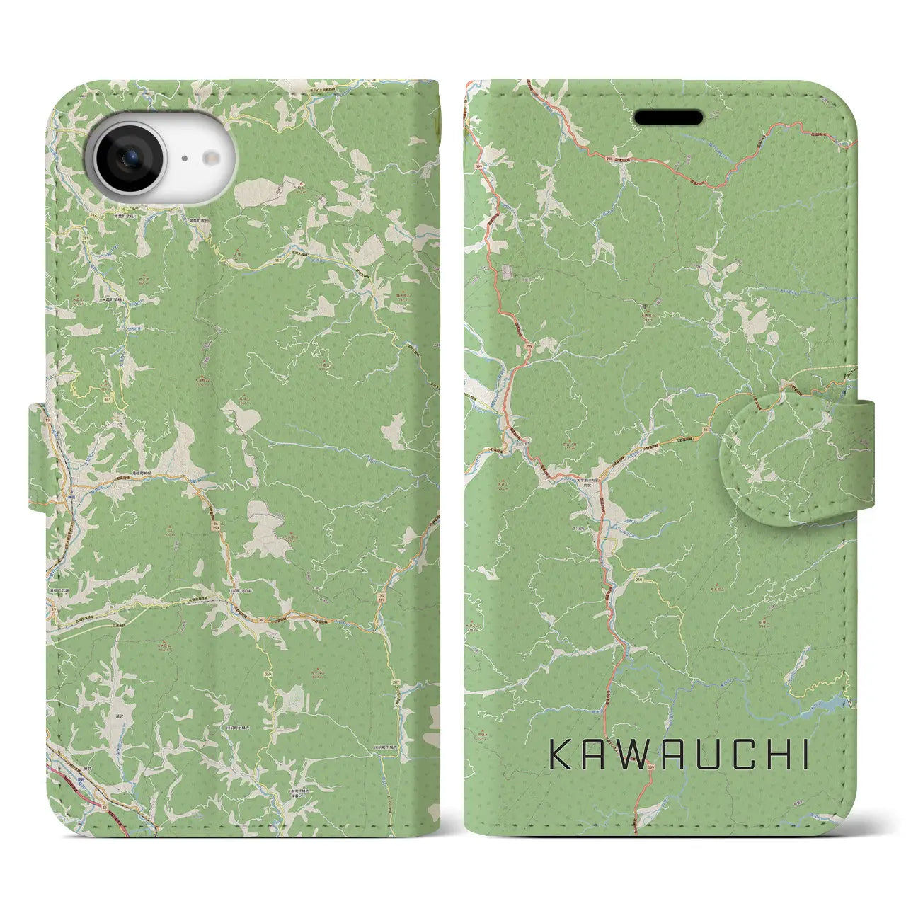 【川内(福島県)】地図柄iPhoneケース(手帳タイプ)