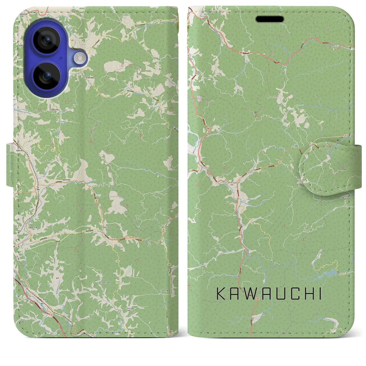 【川内(福島県)】地図柄iPhoneケース(手帳タイプ)ナチュラル・iPhone 16 Pro Max 用