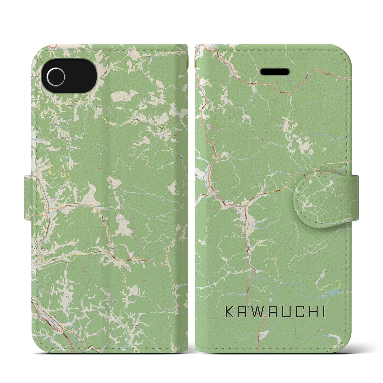 【川内(福島県)】地図柄iPhoneケース(手帳タイプ)ナチュラル・iPhone SE(第3 / 第2世代) / 8 / 7 / 6s / 6 用