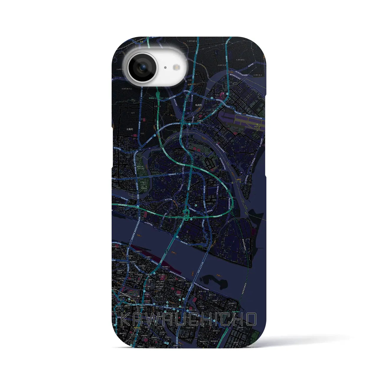 【川内町(徳島県)】地図柄iPhoneケース(バックカバータイプ)