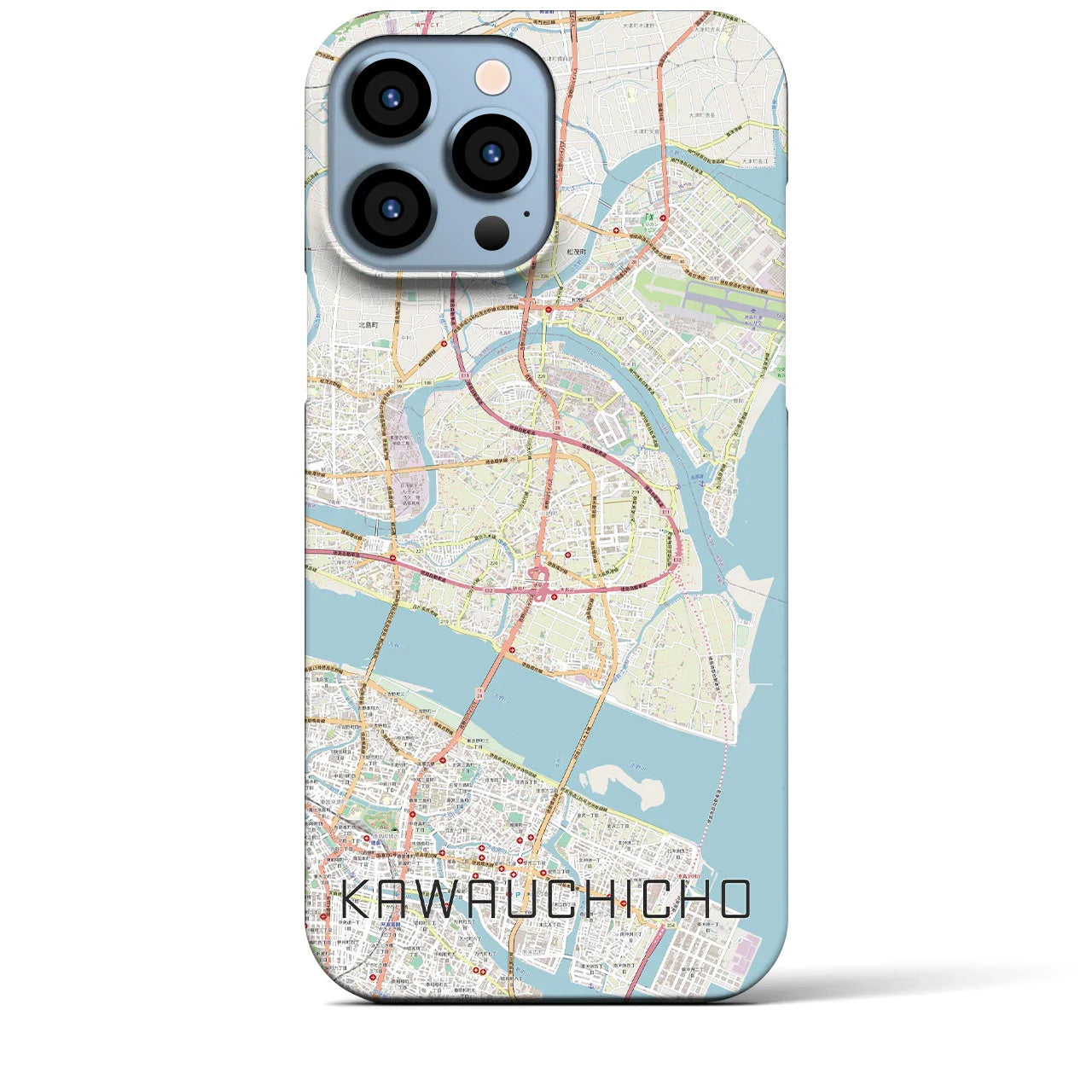 【川内町(徳島県)】地図柄iPhoneケース(バックカバータイプ)