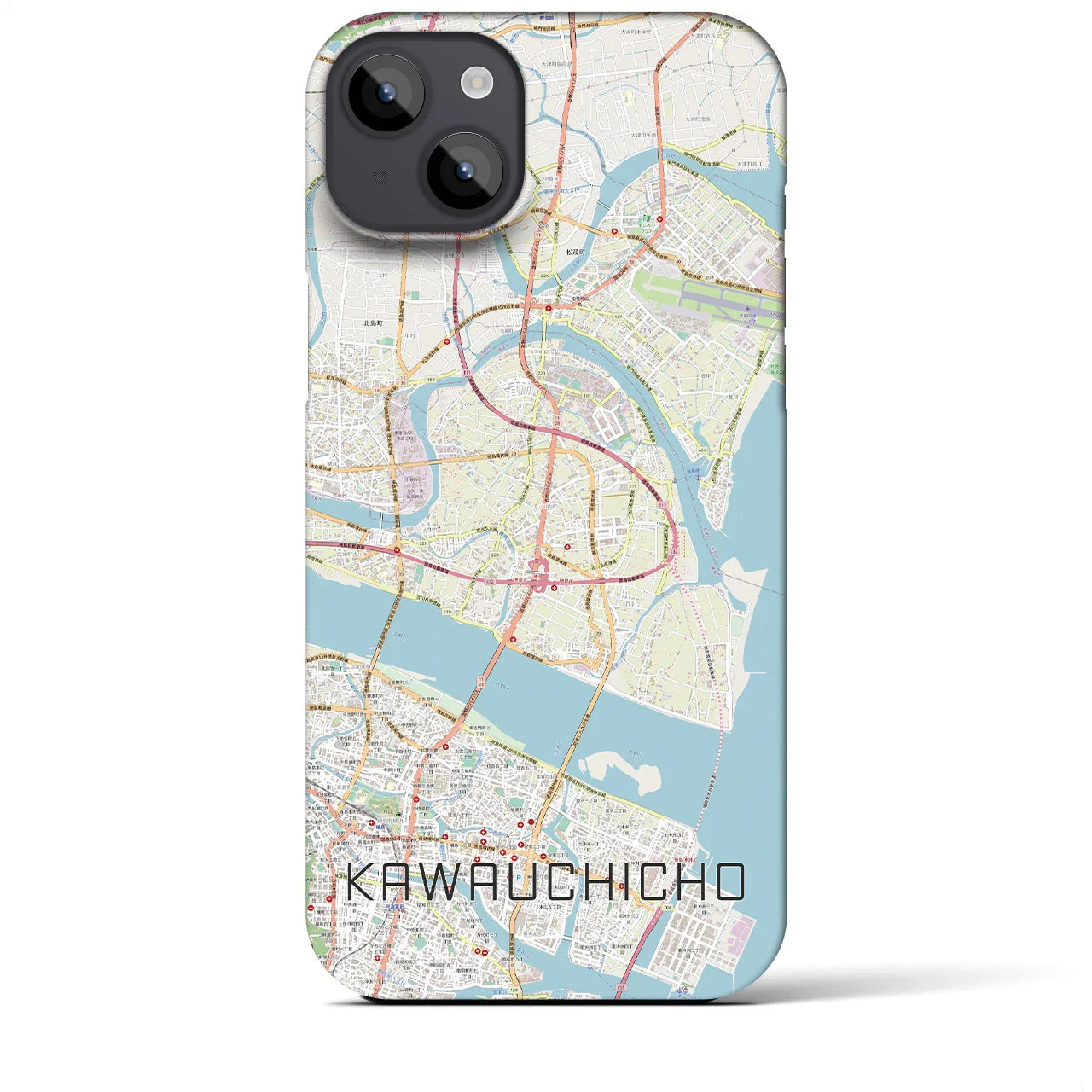 【川内町(徳島県)】地図柄iPhoneケース(バックカバータイプ)