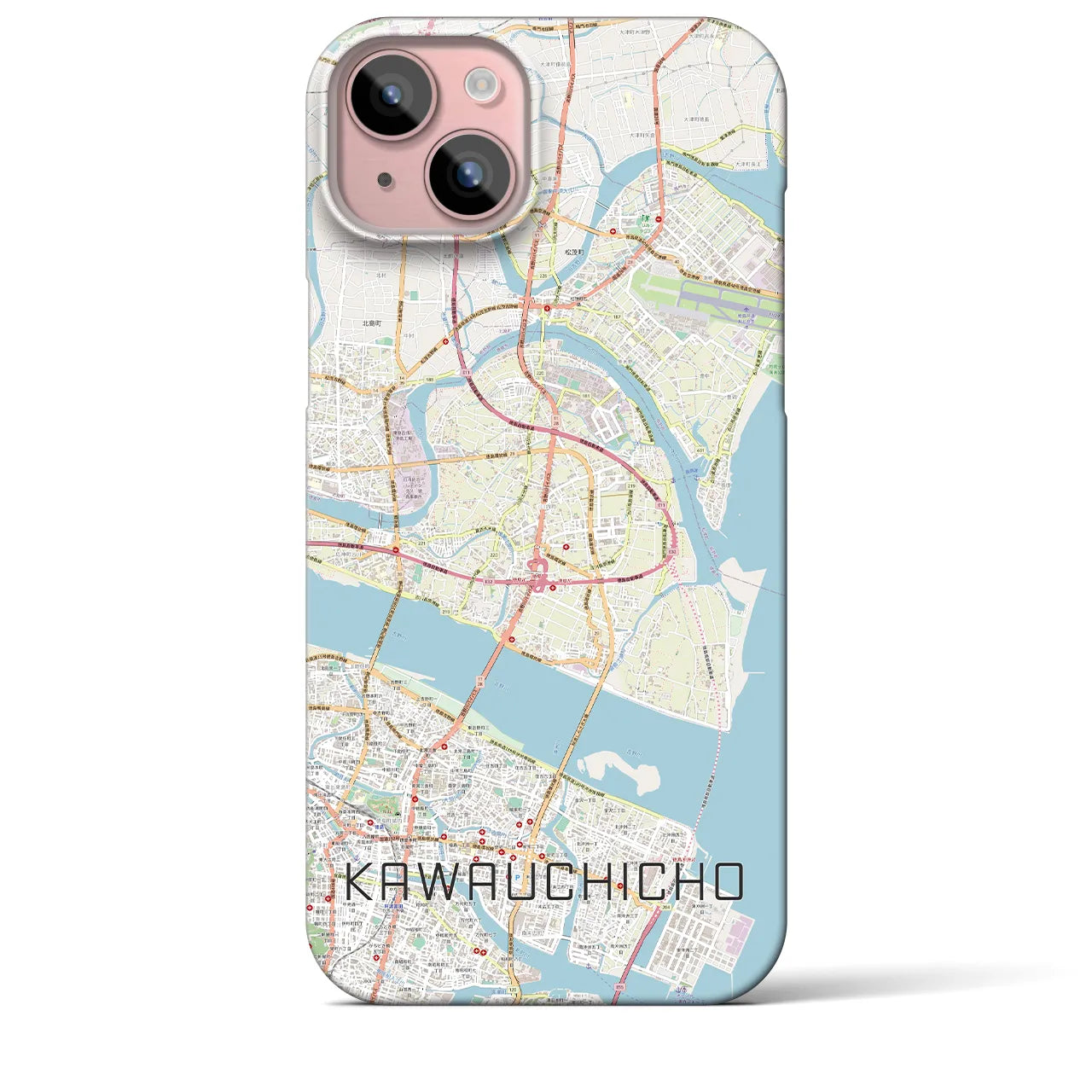 【川内町(徳島県)】地図柄iPhoneケース(バックカバータイプ)