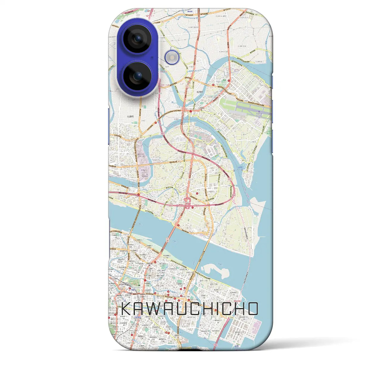 【川内町(徳島県)】地図柄iPhoneケース(バックカバータイプ)