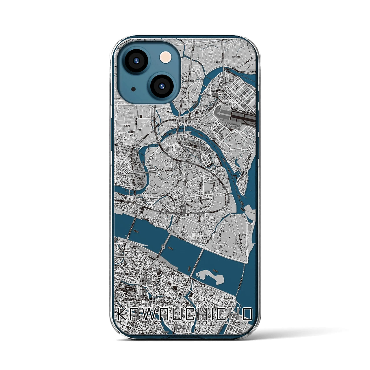 【川内町(徳島県)】地図柄iPhoneケース(クリアタイプ)