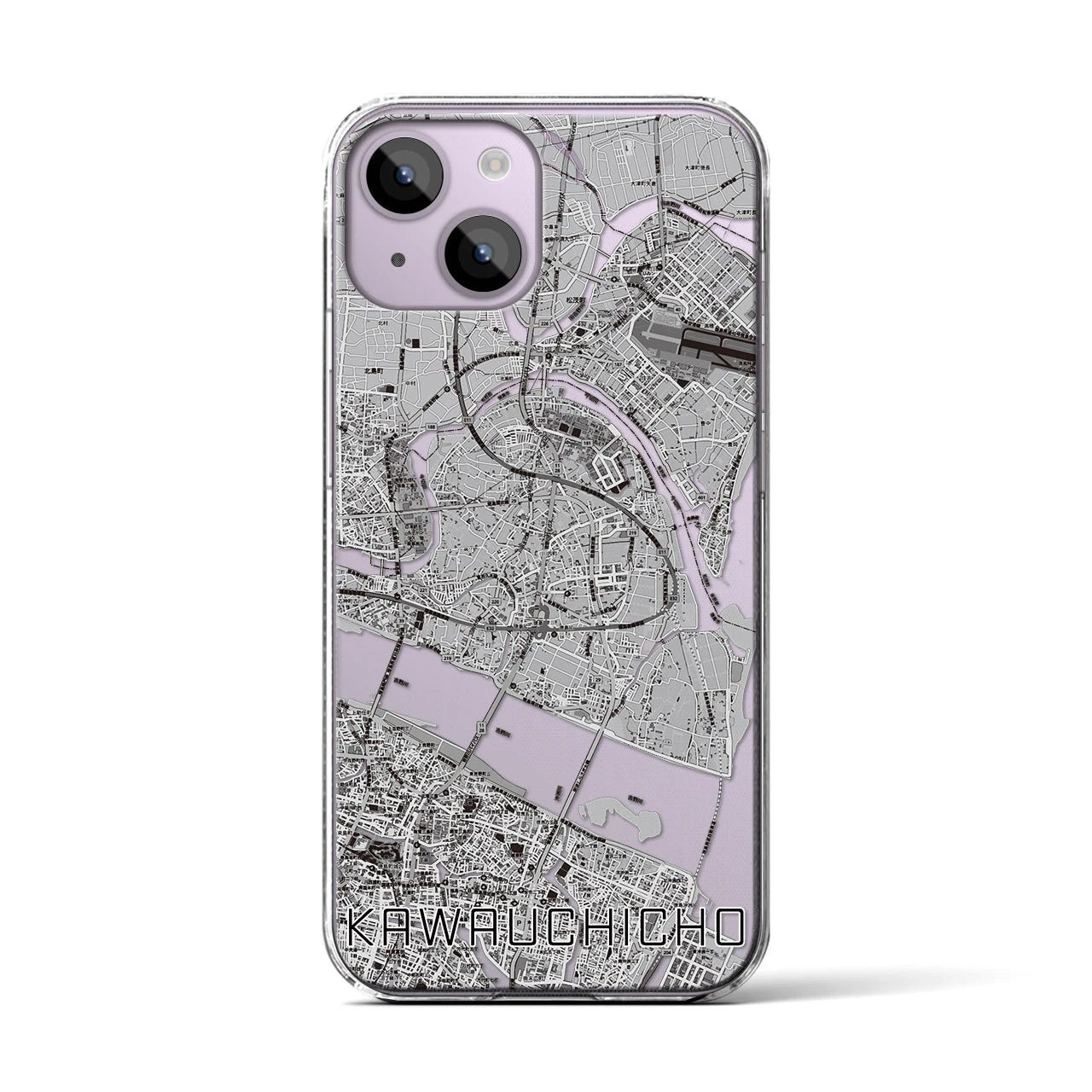 【川内町(徳島県)】地図柄iPhoneケース(クリアタイプ)