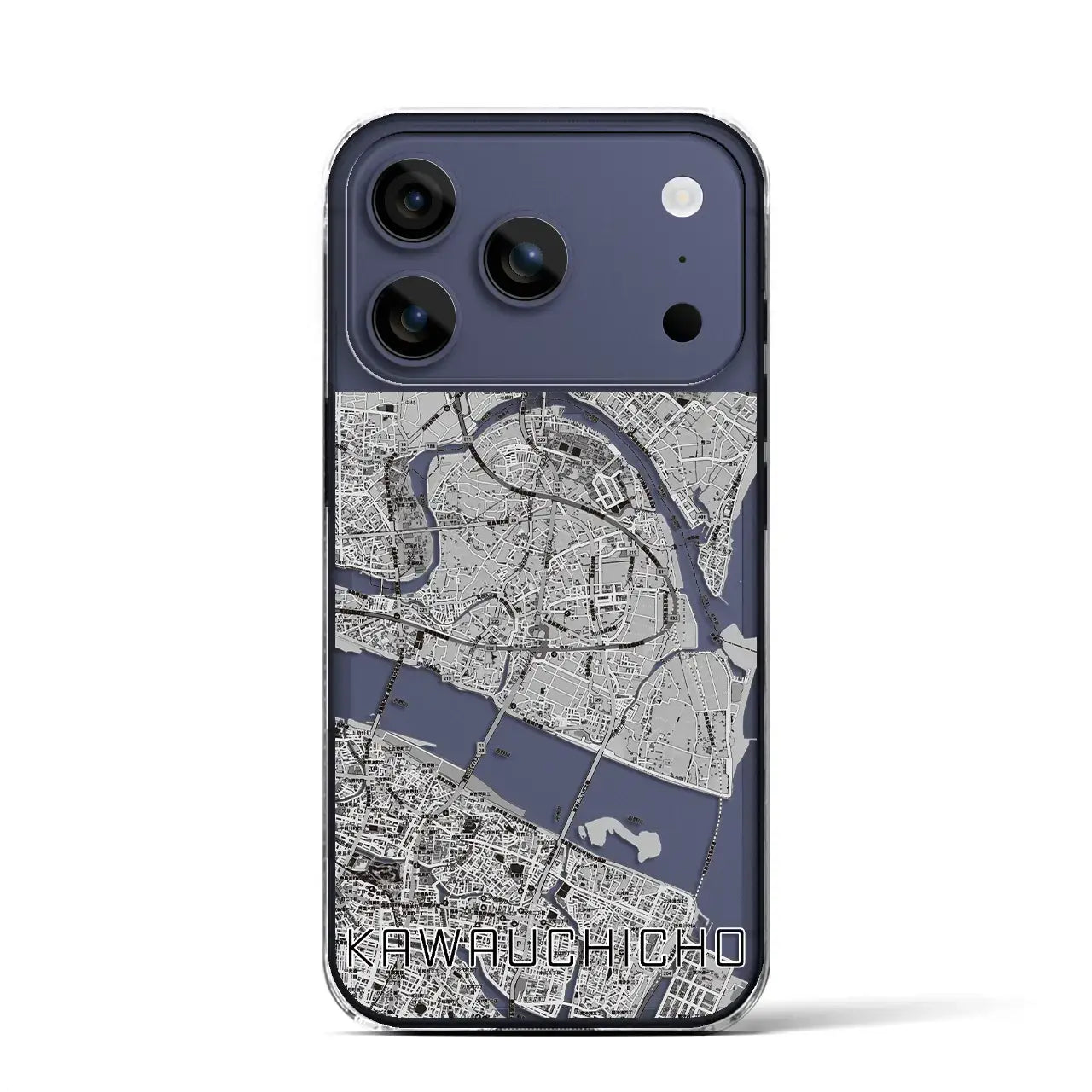 【川内町(徳島県)】地図柄iPhoneケース(クリアタイプ)モノトーン・iPhone 17 Pro Max 用