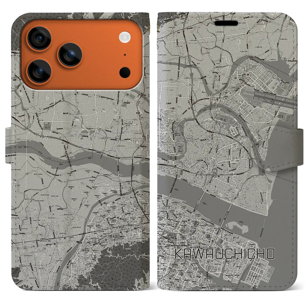 【川内町(徳島県)】地図柄iPhoneケース(手帳タイプ)