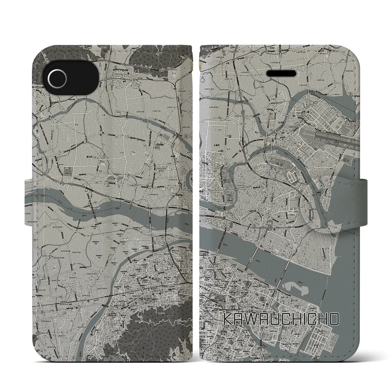 【川内町(徳島県)】地図柄iPhoneケース(手帳タイプ)