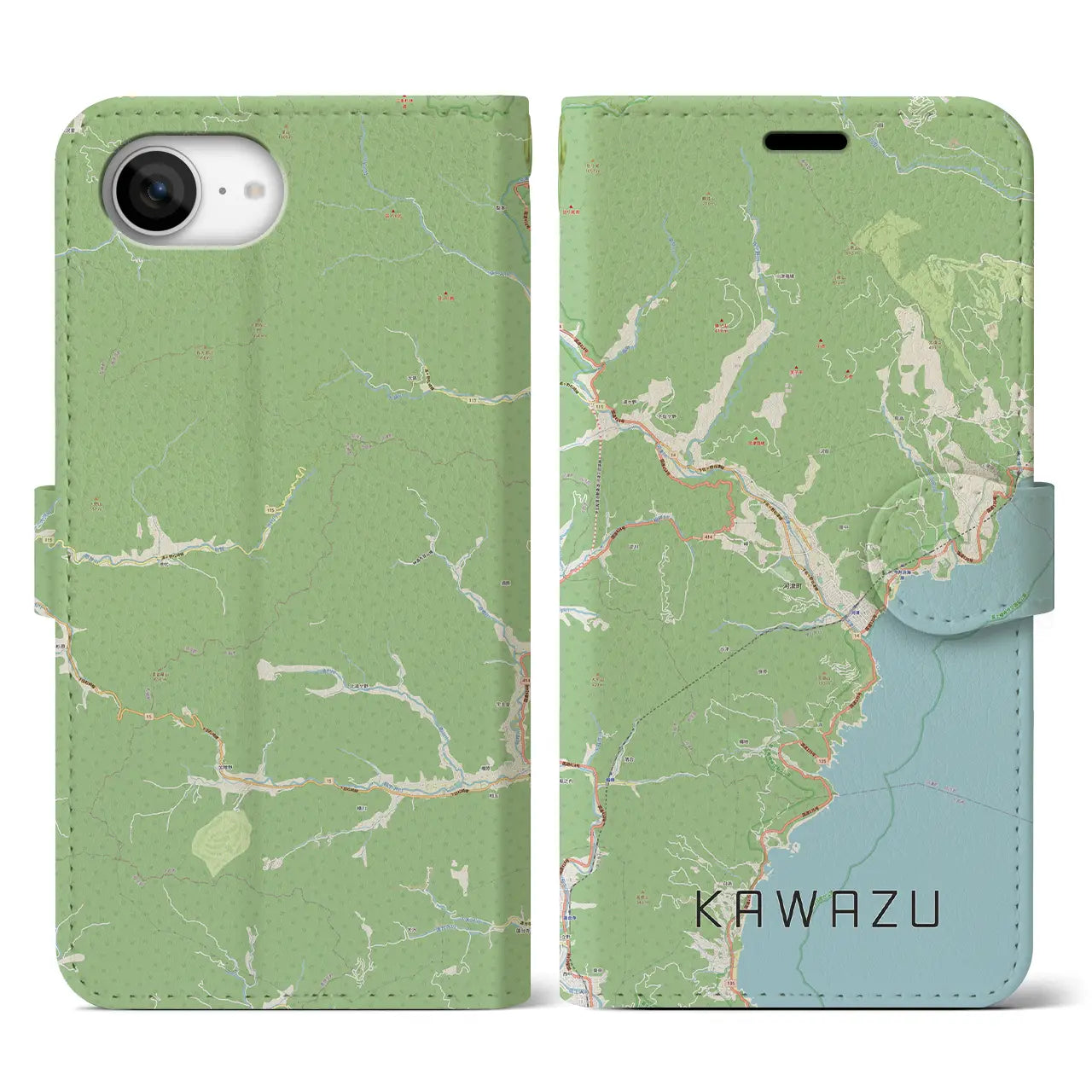 【河津(静岡県)】地図柄iPhoneケース(手帳タイプ)