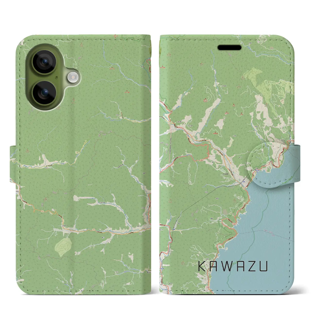 【河津(静岡県)】地図柄iPhoneケース(手帳タイプ)