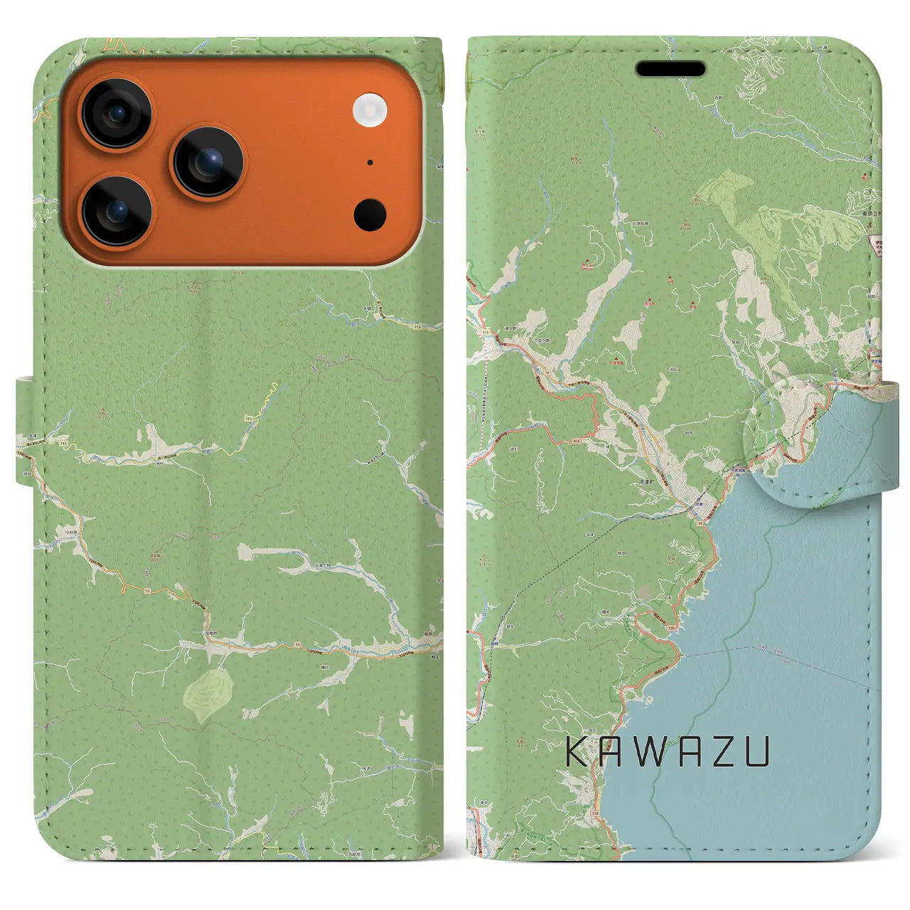 【河津(静岡県)】地図柄iPhoneケース(手帳タイプ)ナチュラル・iPhone 17 Pro Max 用