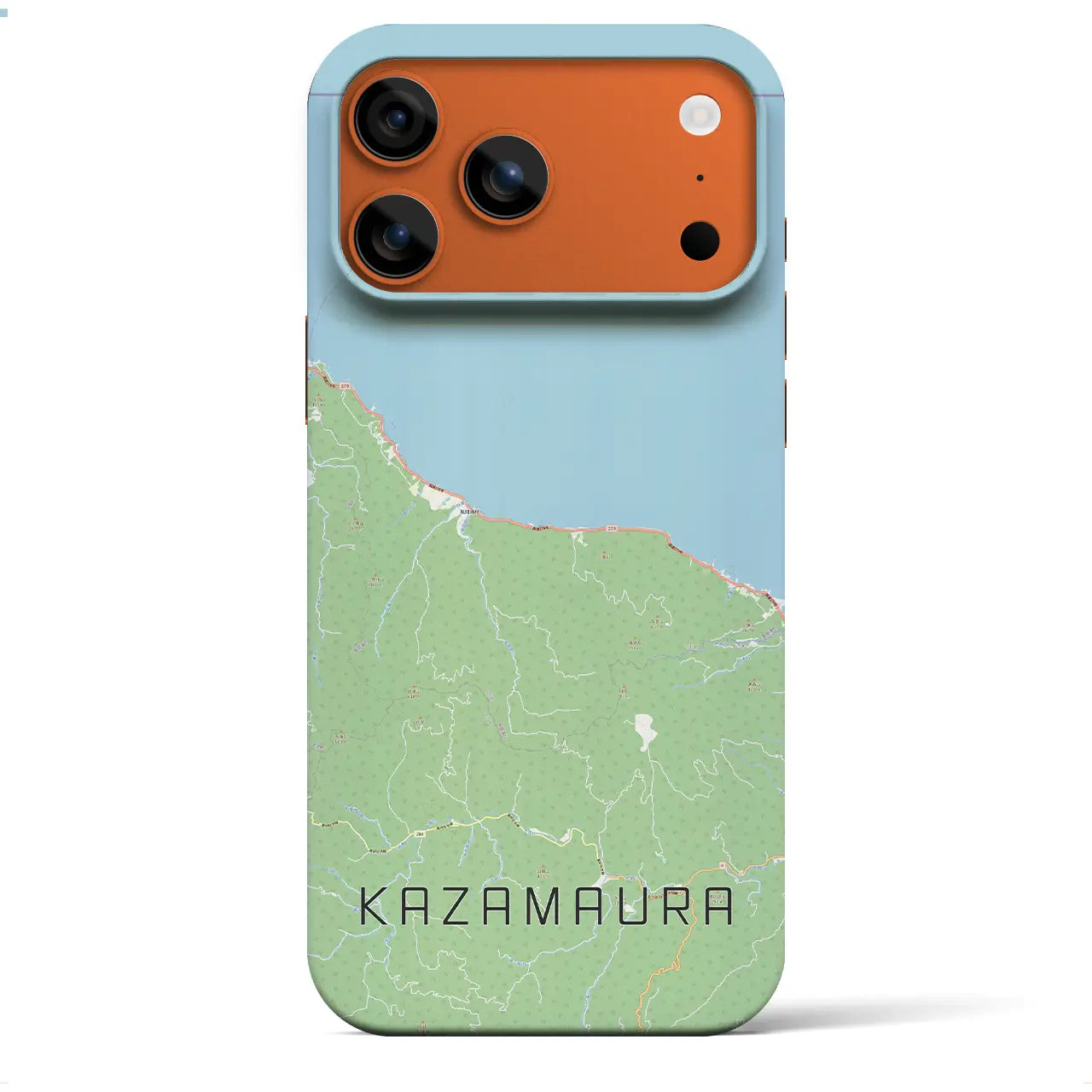 【風間浦(青森県)】地図柄iPhoneケース(バックカバータイプ)ブラック・iPhone 17 Pro Max 用