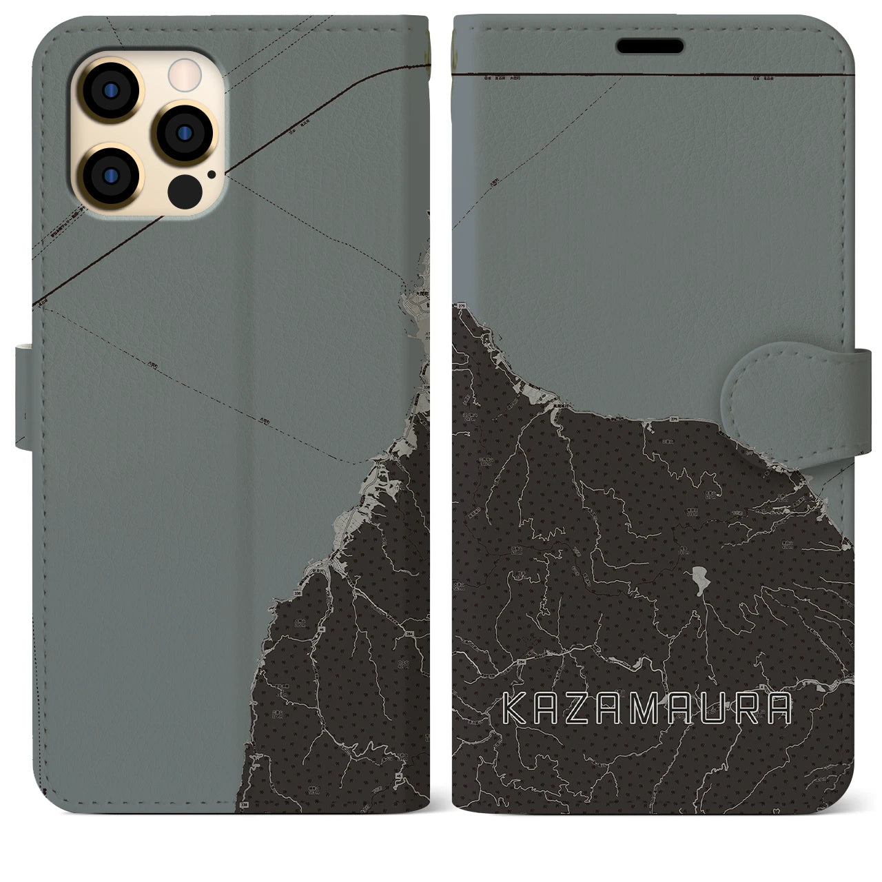 【風間浦(青森県)】地図柄iPhoneケース(手帳タイプ)