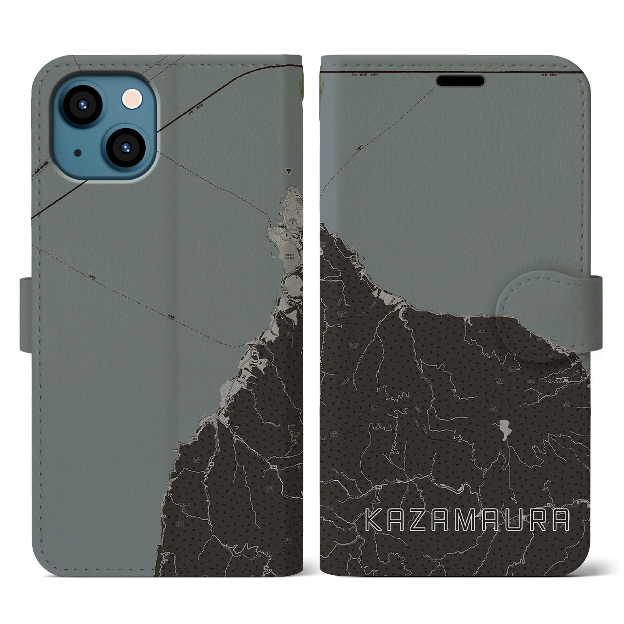 【風間浦(青森県)】地図柄iPhoneケース(手帳タイプ)