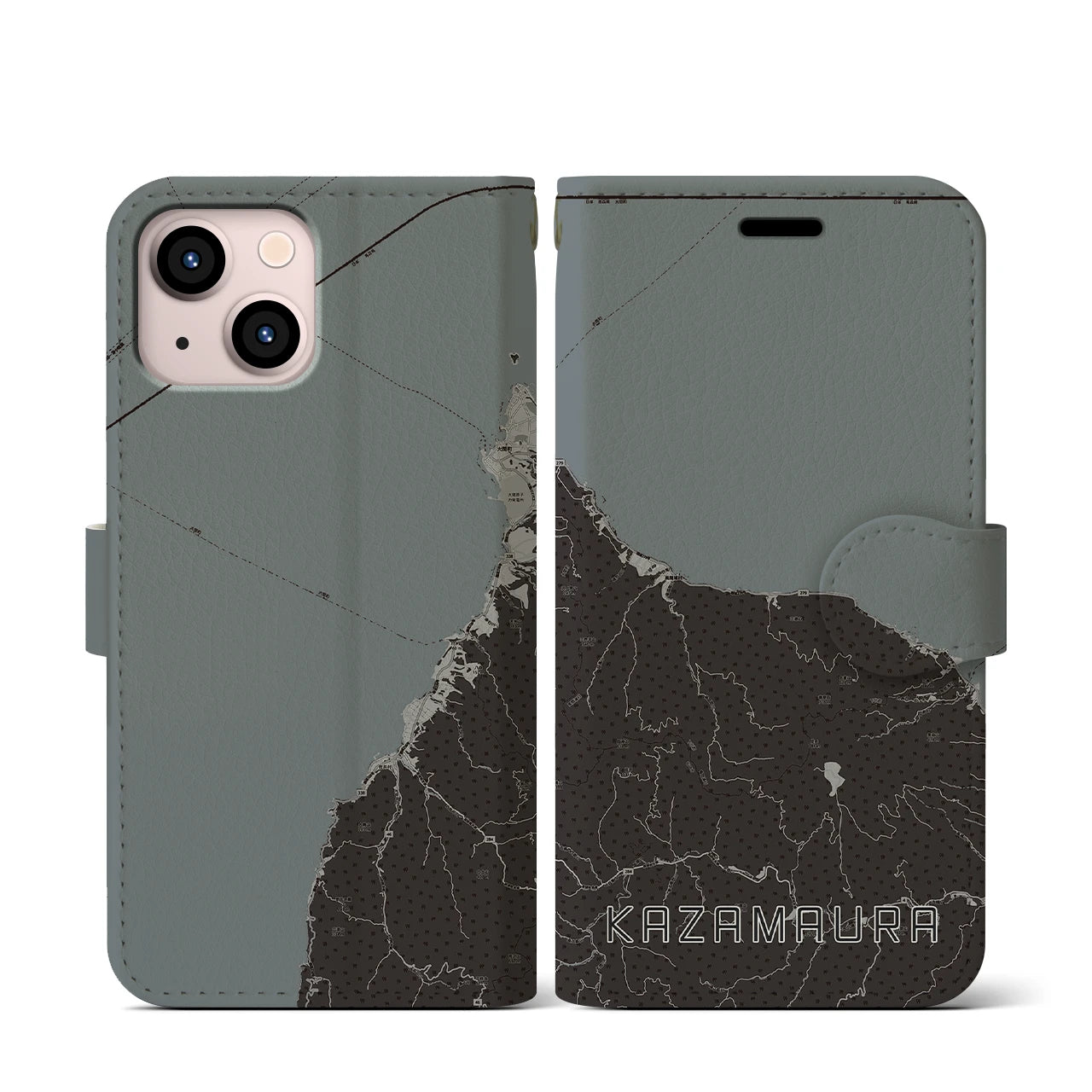 【風間浦(青森県)】地図柄iPhoneケース(手帳タイプ)