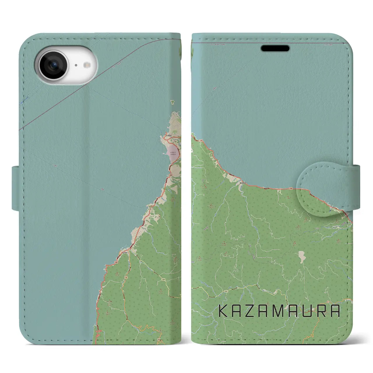 【風間浦(青森県)】地図柄iPhoneケース(手帳タイプ)