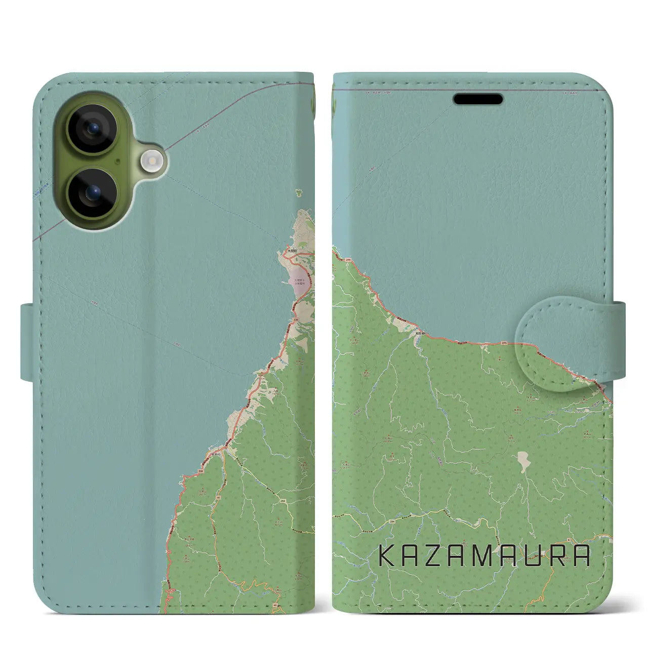 【風間浦(青森県)】地図柄iPhoneケース(手帳タイプ)