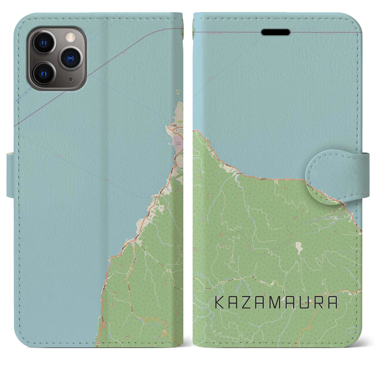 【風間浦(青森県)】地図柄iPhoneケース(手帳タイプ)